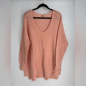 Intimately Crochet Long Sleeve V Neck Full Length Baggy Sweater